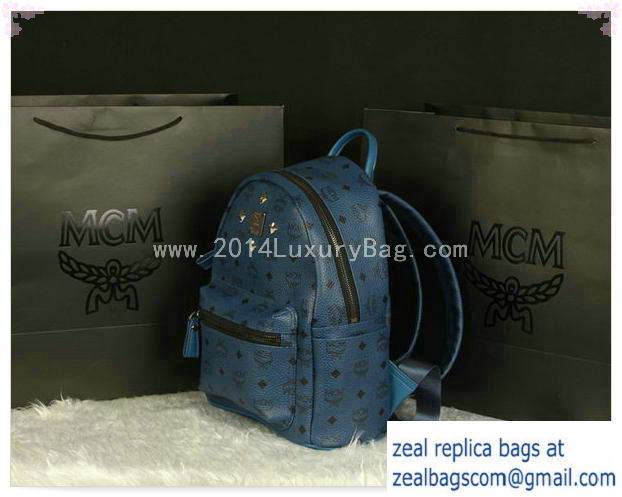 High Quality Replica MCM Stark Backpack Large in Calf Leather 8004 RoyalBlue